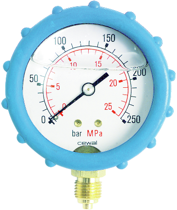 Manometer mit Schutz, Anschluß unten