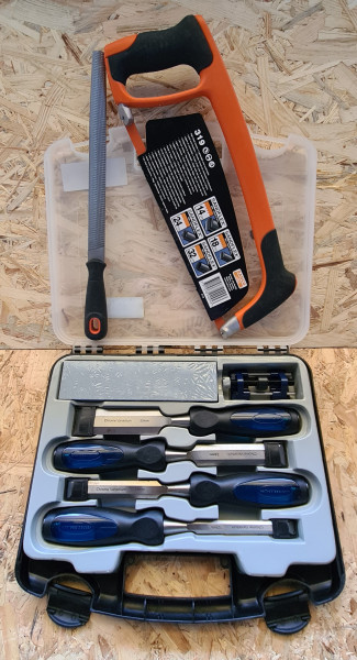 Stemmeisenset + Metallsägebogen + Halbrundfeile