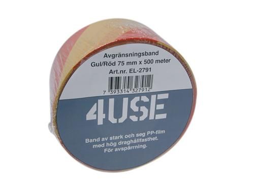 Absperrband gelb/rot 75 mm x 500 m