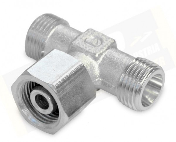 T-Adapter metrisch S AG x IG stellbar x AG ohne Mutter/Schneidring